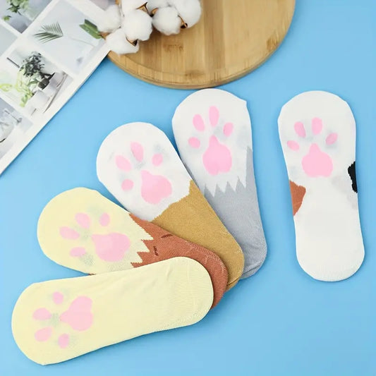 Lot de 5 paires de Chaussettes Pattes de Chat Kawaii