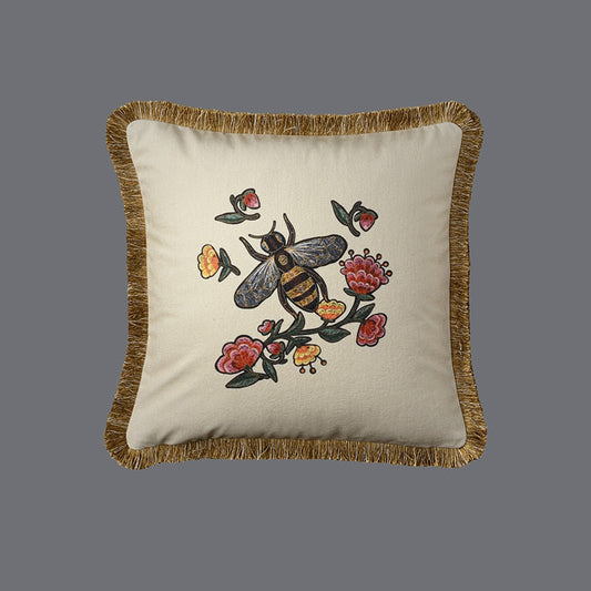 Housses de coussin Bohème Chic à franges motif Abeille