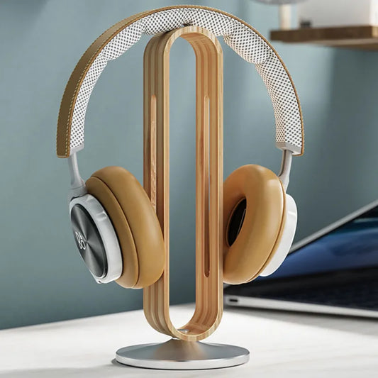 Support pour casque audio design en bois